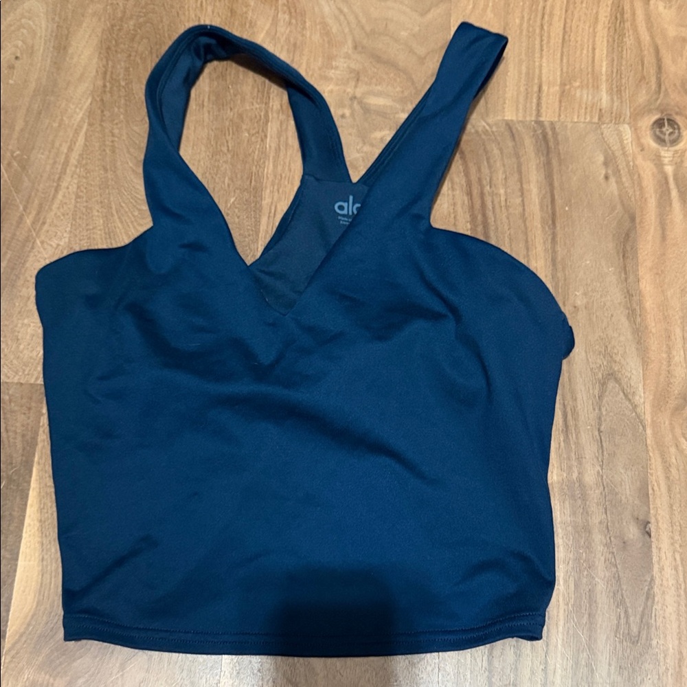 ALO Yoga Deep Blue V-Neck Crop Top